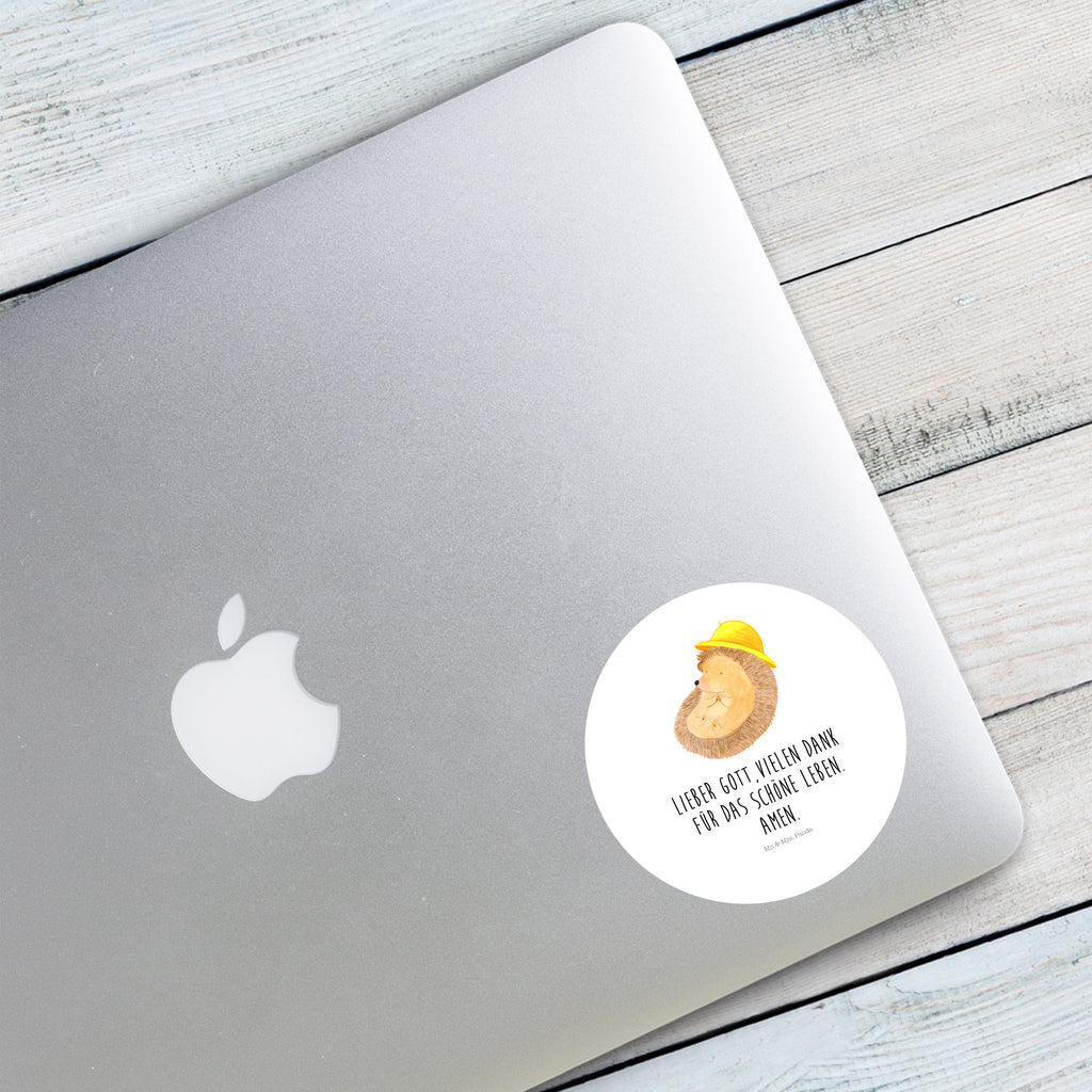 80mm Rund Aufkleber Igel betet Sticker, Aufkleber, Etikett, Tiermotive, Gute Laune, lustige Sprüche, Tiere, Igel, Igel mit Hut, Sonnenhut, Gott, Amen, beten, Leben, Dankbarkeit, Dankbar sein, dankbar, genießen