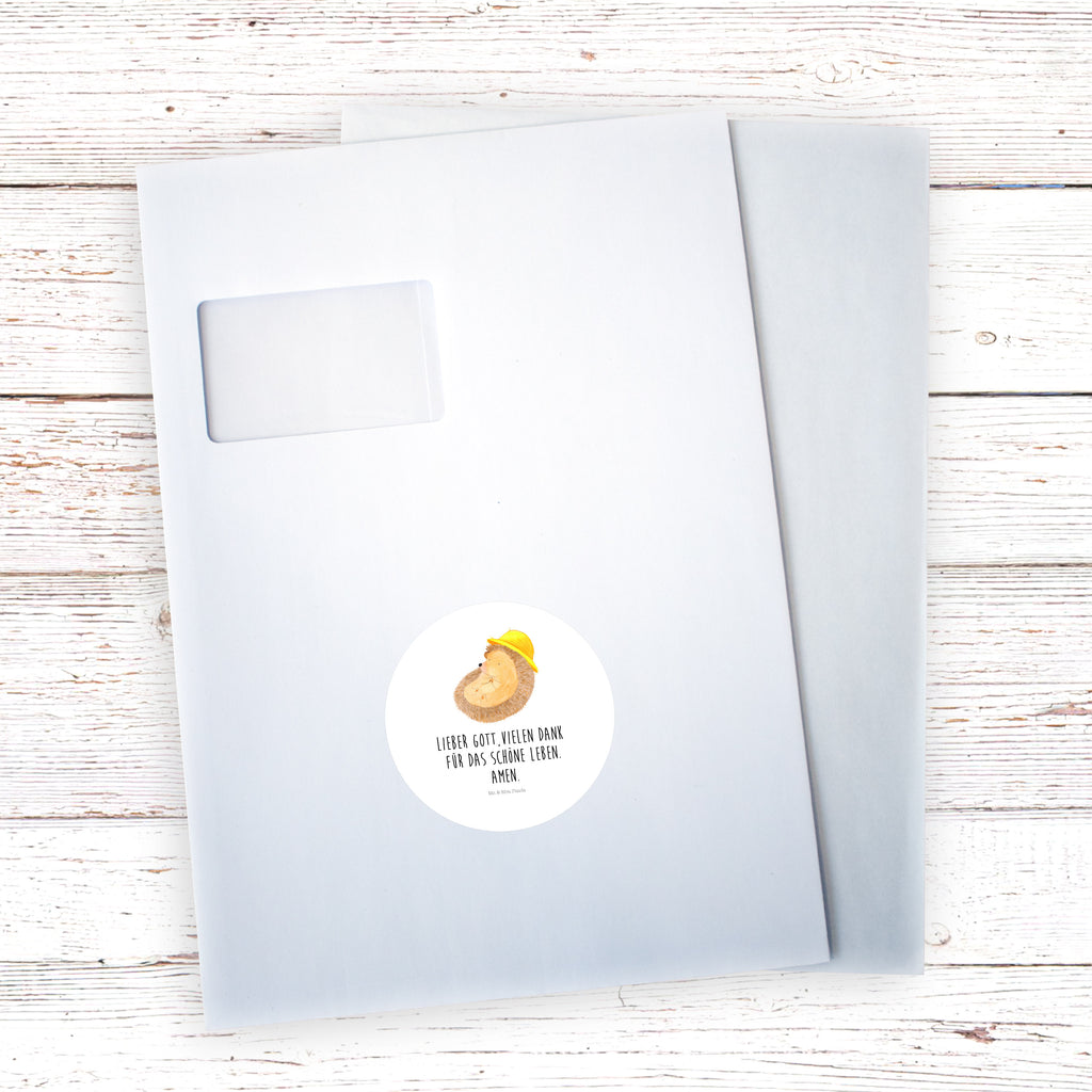 80mm Rund Aufkleber Igel betet Sticker, Aufkleber, Etikett, Tiermotive, Gute Laune, lustige Sprüche, Tiere, Igel, Igel mit Hut, Sonnenhut, Gott, Amen, beten, Leben, Dankbarkeit, Dankbar sein, dankbar, genießen