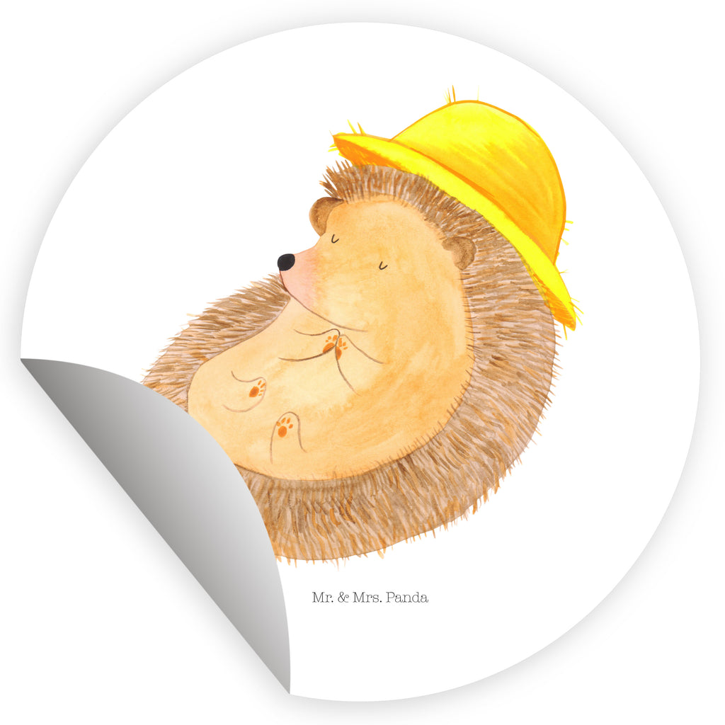 80mm Rund Aufkleber Igel betet Sticker, Aufkleber, Etikett, Tiermotive, Gute Laune, lustige Sprüche, Tiere, Igel, Igel mit Hut, Sonnenhut, Gott, Amen, beten, Leben, Dankbarkeit, Dankbar sein, dankbar, genießen