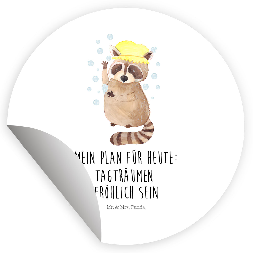 80mm Rund Aufkleber Waschbär Sticker, Aufkleber, Etikett, Tiermotive, Gute Laune, lustige Sprüche, Tiere, Waschbär, Tagträumen, Plan, Fröhlich, waschen, Seifenblasen