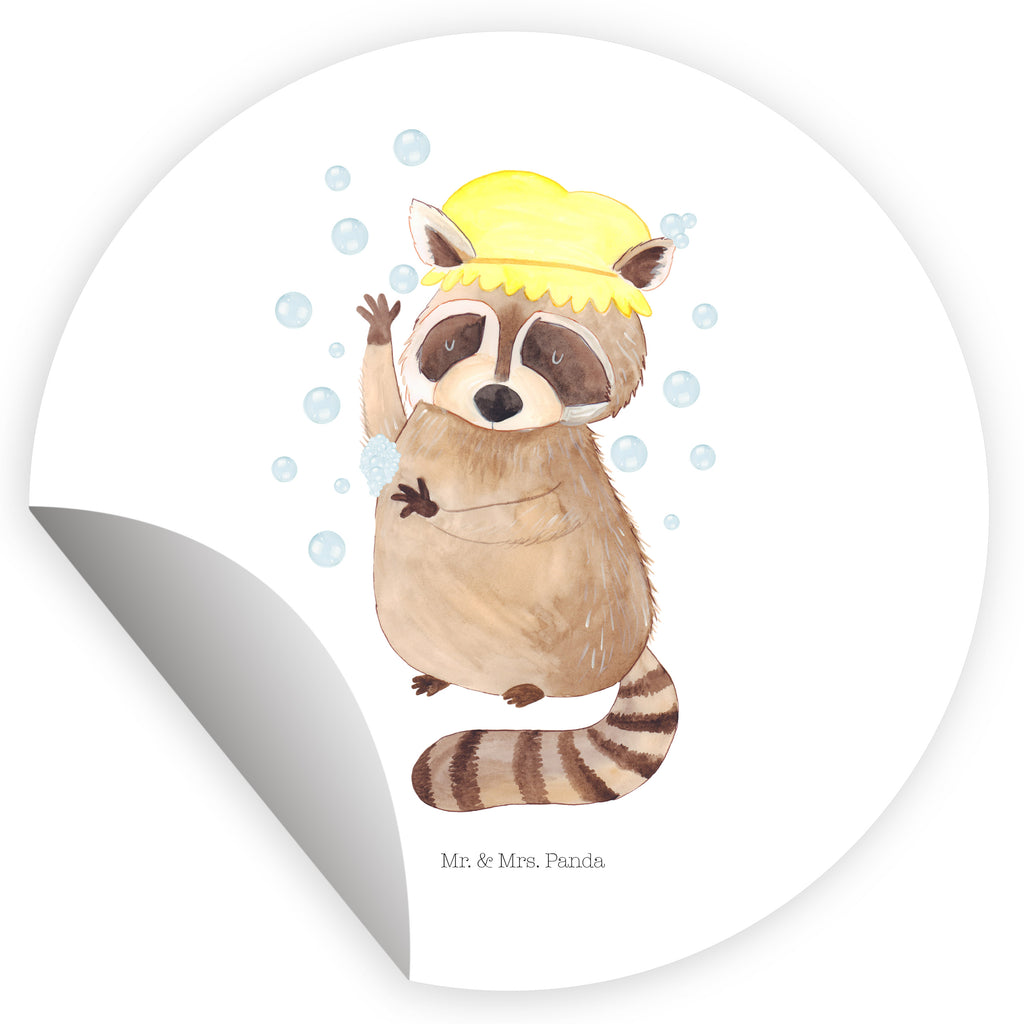 80mm Rund Aufkleber Waschbär Sticker, Aufkleber, Etikett, Tiermotive, Gute Laune, lustige Sprüche, Tiere, Waschbär, Tagträumen, Plan, Fröhlich, waschen, Seifenblasen