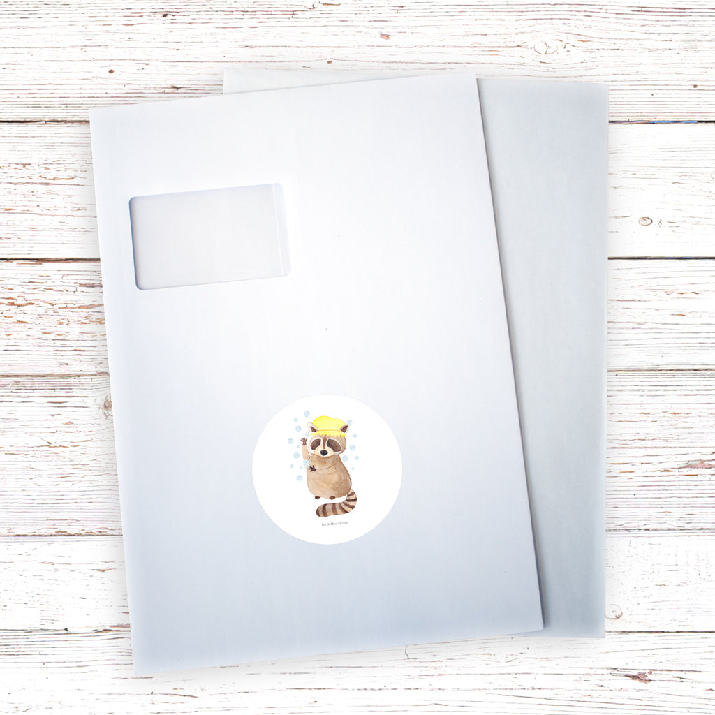 80mm Rund Aufkleber Waschbär Sticker, Aufkleber, Etikett, Tiermotive, Gute Laune, lustige Sprüche, Tiere, Waschbär, Tagträumen, Plan, Fröhlich, waschen, Seifenblasen