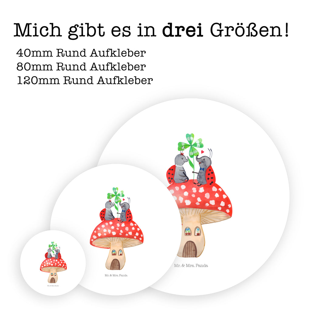 80mm Rund Aufkleber Marienkäfer Paar Fliegenpilz Sticker, Aufkleber, Etikett, süße Tiermotive, gute Laune, lustige Sprüche, Tiere, Haus, Wohnung, zuhause, Fliegenpilz, Marienkäfer, Fleigenpilzhaus
