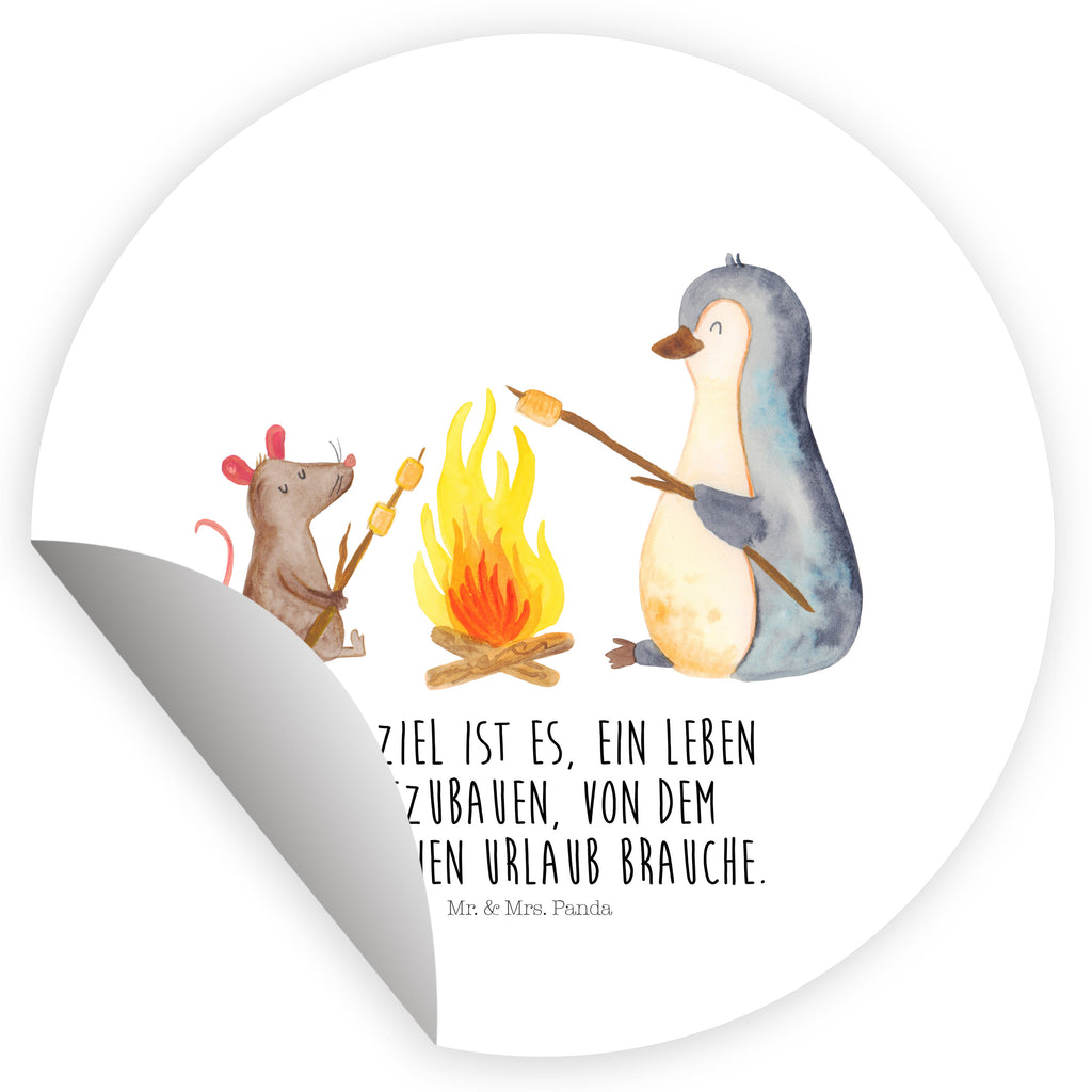 120mm Rund Aufkleber Pinguin Lagerfeuer Sticker, Aufkleber, Etikett, Kinder, rund, Pinguin, Maus, Pinguine, Lagerfeuer, Leben, Arbeit, Job, Motivation, Büro, Büroalltag, Lebensspruch, Lebensmotivation, Neustart, Liebe, grillen, Feuer, Marshmallows