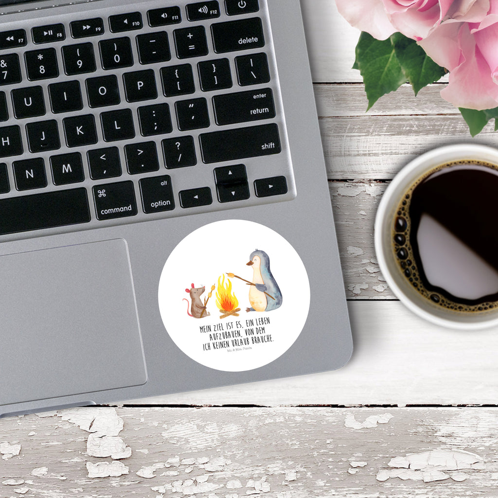 120mm Rund Aufkleber Pinguin Lagerfeuer Sticker, Aufkleber, Etikett, Kinder, rund, Pinguin, Maus, Pinguine, Lagerfeuer, Leben, Arbeit, Job, Motivation, Büro, Büroalltag, Lebensspruch, Lebensmotivation, Neustart, Liebe, grillen, Feuer, Marshmallows