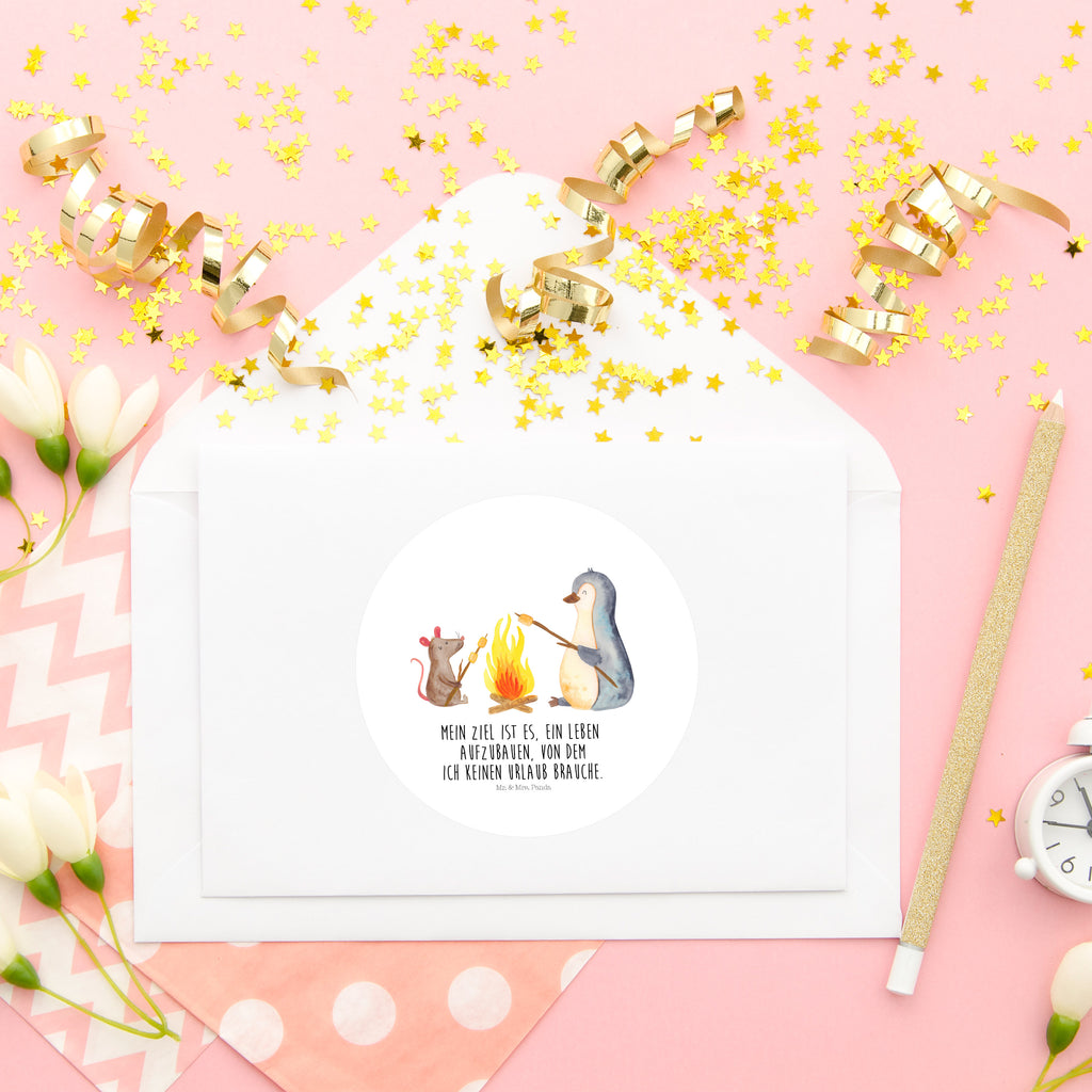 120mm Rund Aufkleber Pinguin Lagerfeuer Sticker, Aufkleber, Etikett, Kinder, rund, Pinguin, Maus, Pinguine, Lagerfeuer, Leben, Arbeit, Job, Motivation, Büro, Büroalltag, Lebensspruch, Lebensmotivation, Neustart, Liebe, grillen, Feuer, Marshmallows