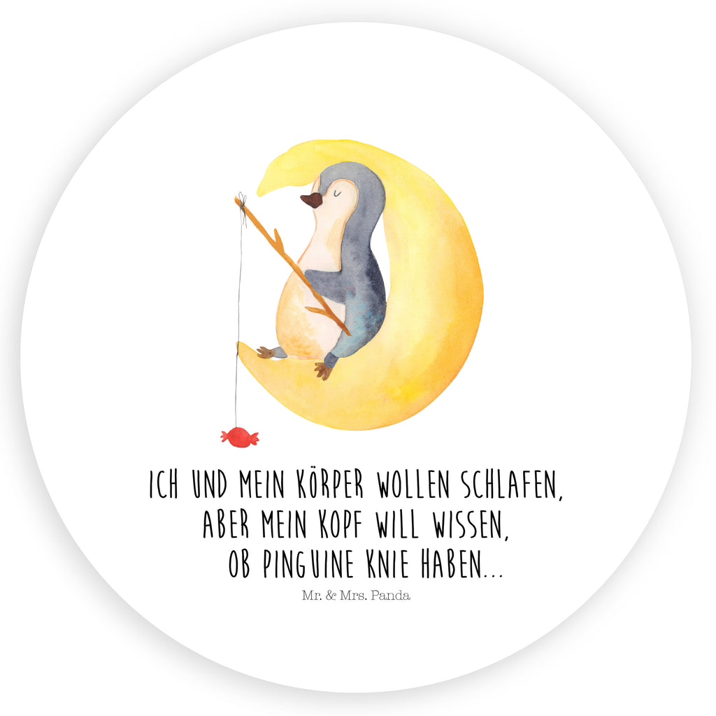 80mm Rund Aufkleber Pinguin Mond Sticker, Aufkleber, Etikett, Pinguin, Pinguine, Spruch, schlafen, Nachtruhe, Einschlafen, Schlafzimmer, Schlafstörungen, Gästezimmer