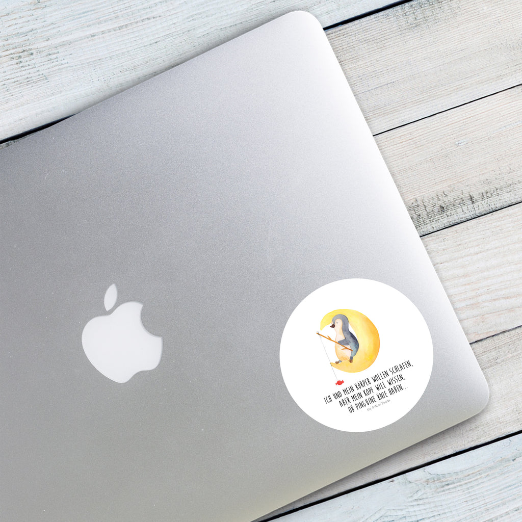 80mm Rund Aufkleber Pinguin Mond Sticker, Aufkleber, Etikett, Pinguin, Pinguine, Spruch, schlafen, Nachtruhe, Einschlafen, Schlafzimmer, Schlafstörungen, Gästezimmer
