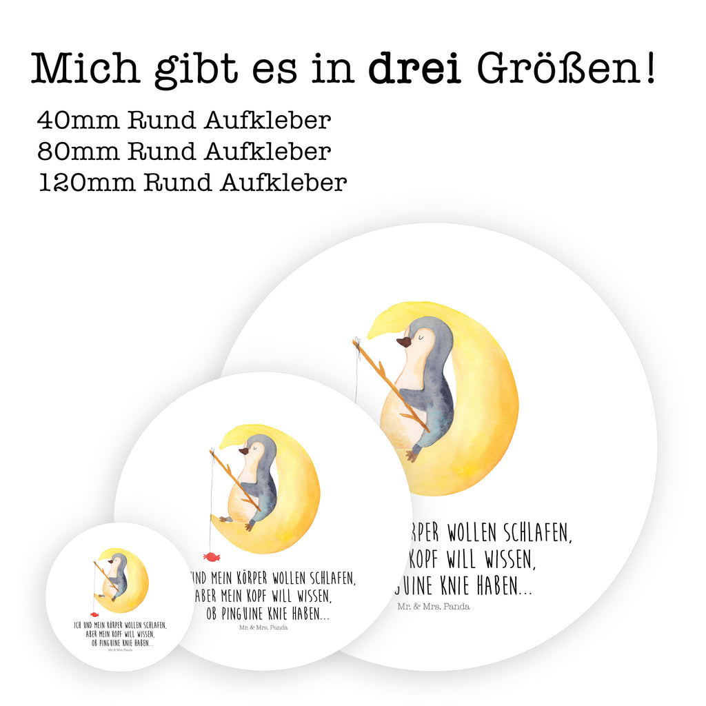 80mm Rund Aufkleber Pinguin Mond Sticker, Aufkleber, Etikett, Pinguin, Pinguine, Spruch, schlafen, Nachtruhe, Einschlafen, Schlafzimmer, Schlafstörungen, Gästezimmer