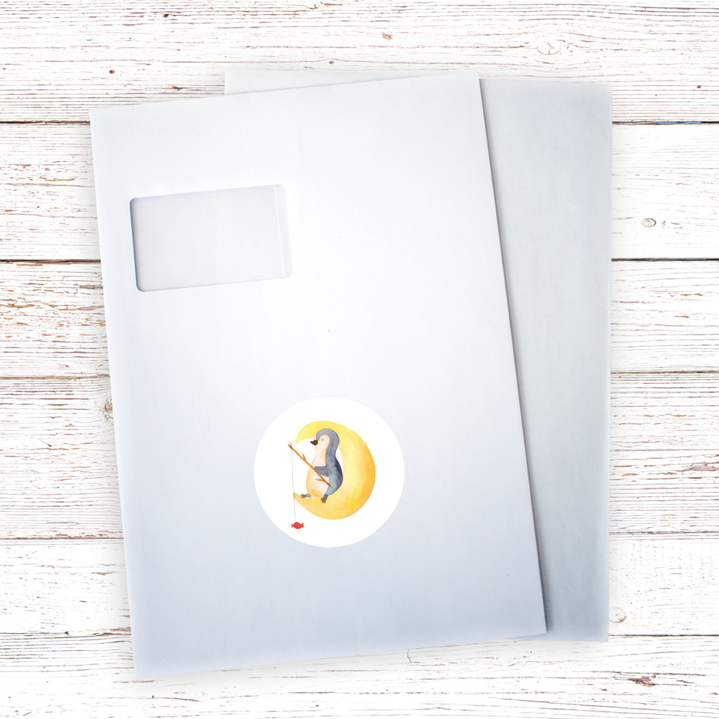 80mm Rund Aufkleber Pinguin Mond Sticker, Aufkleber, Etikett, Pinguin, Pinguine, Spruch, schlafen, Nachtruhe, Einschlafen, Schlafzimmer, Schlafstörungen, Gästezimmer