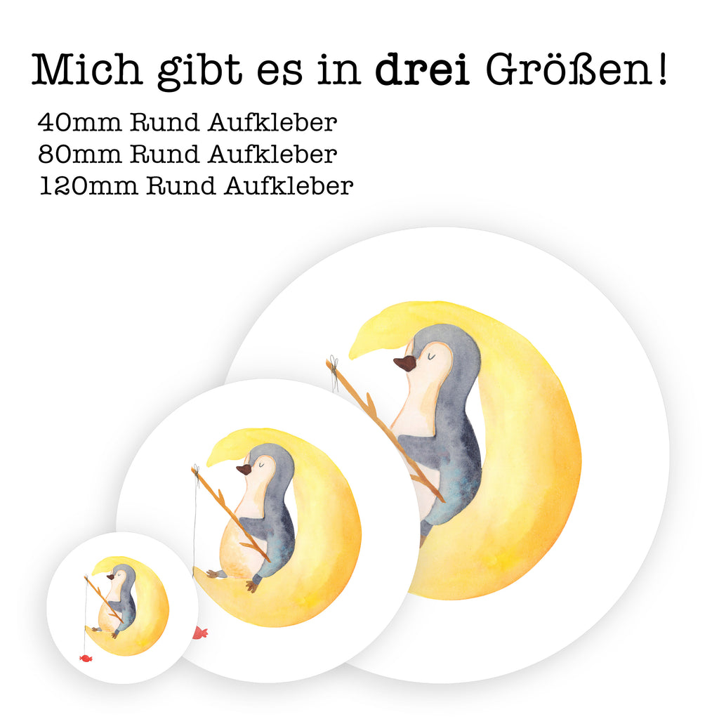 80mm Rund Aufkleber Pinguin Mond Sticker, Aufkleber, Etikett, Pinguin, Pinguine, Spruch, schlafen, Nachtruhe, Einschlafen, Schlafzimmer, Schlafstörungen, Gästezimmer