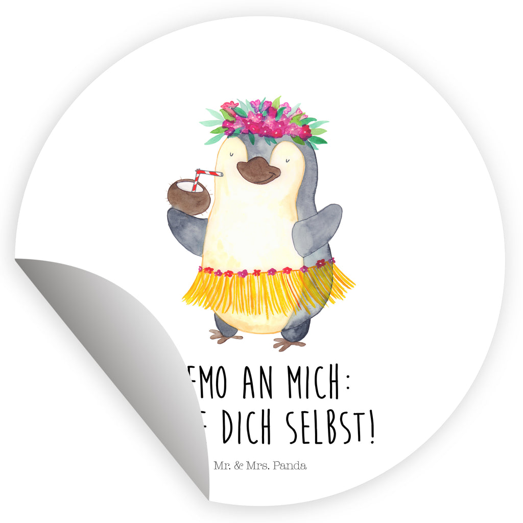 80mm Rund Aufkleber Pinguin Kokosnuss Sticker, Aufkleber, Etikett, Pinguin, Aloha, Hawaii, Urlaub, Kokosnuss, Pinguine