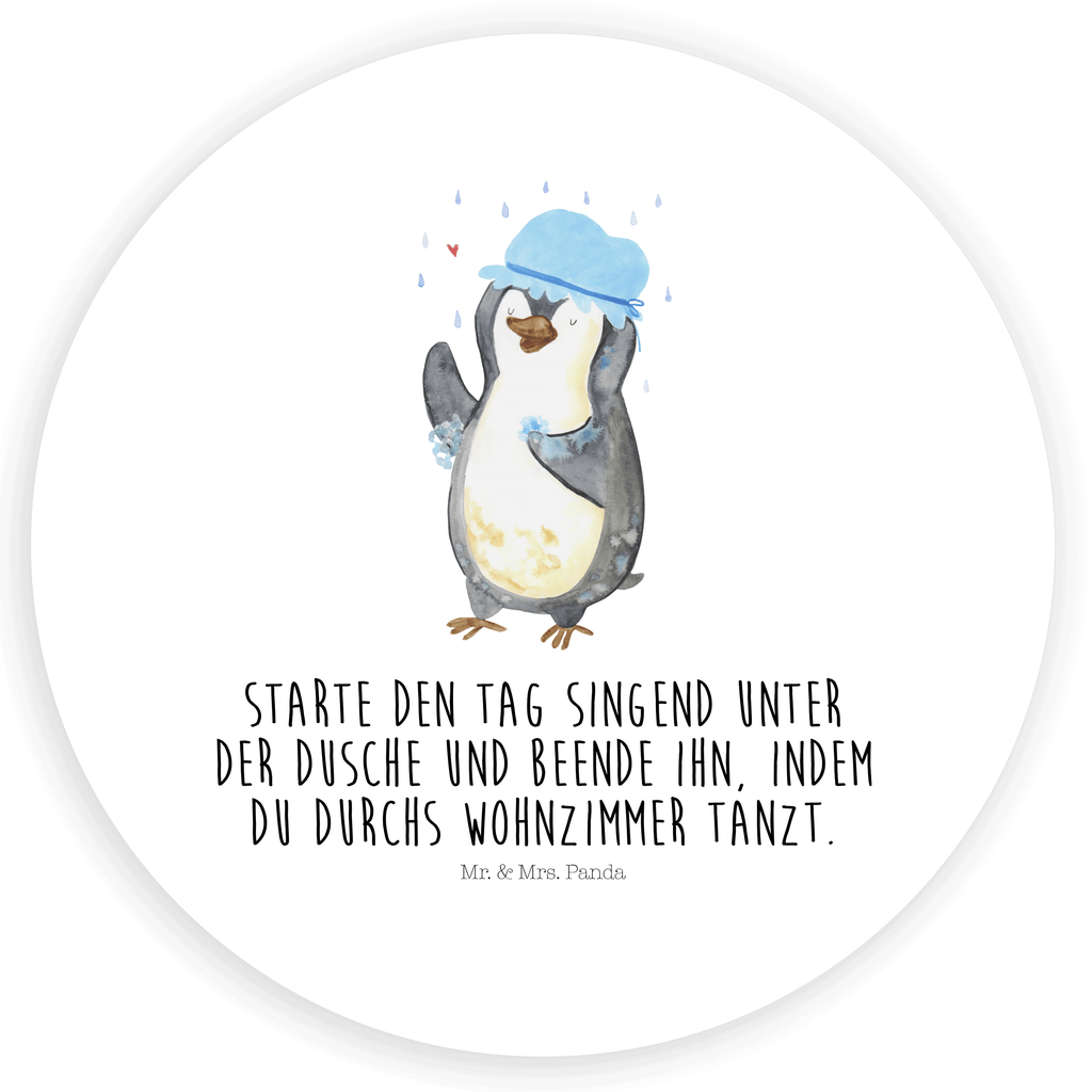 80mm Rund Aufkleber Pinguin duscht