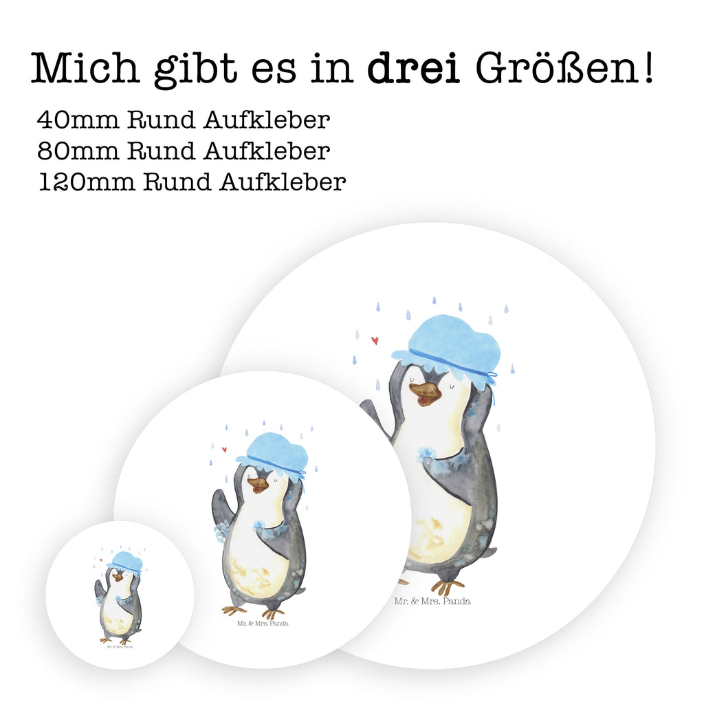 80mm Rund Aufkleber Pinguin duscht