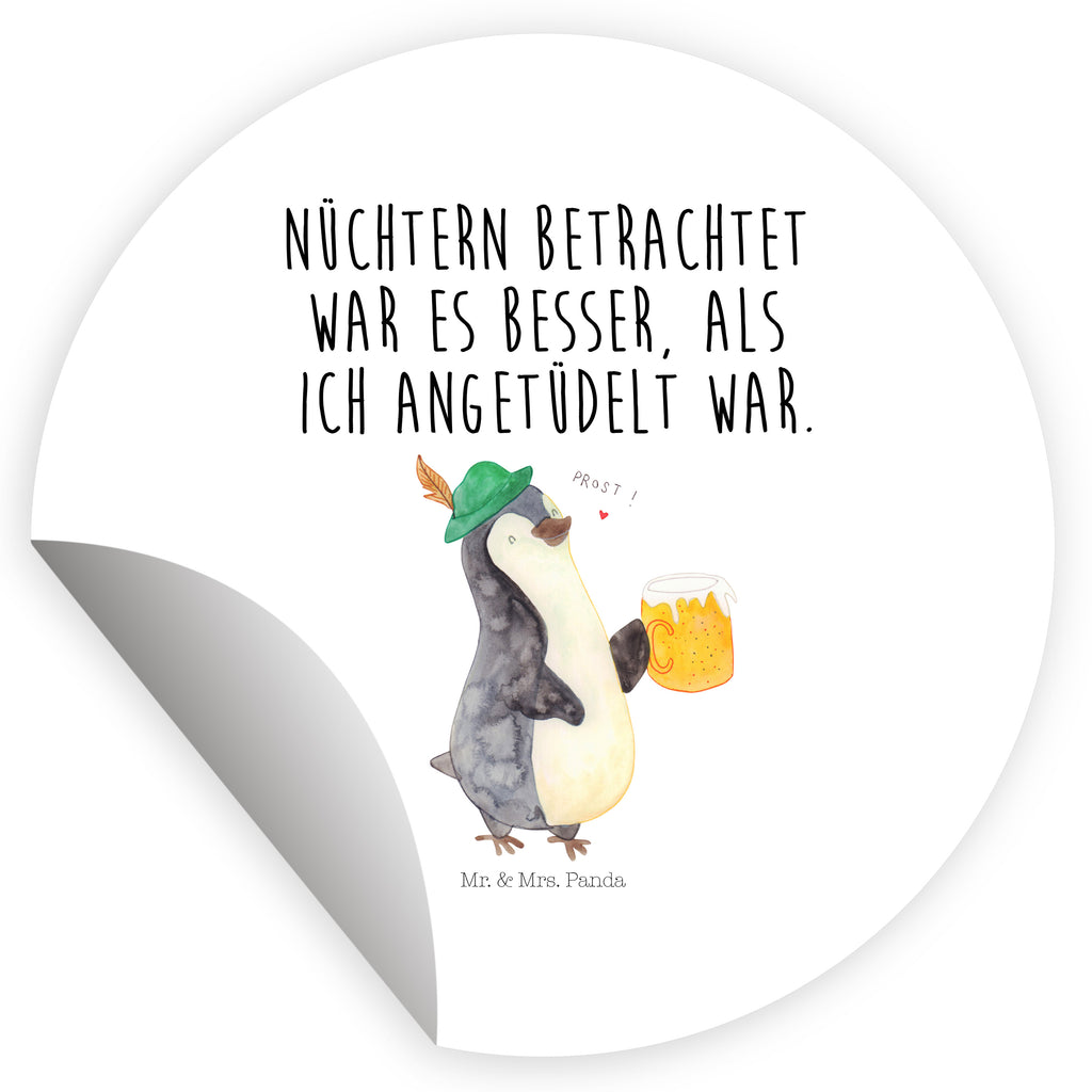 80mm Rund Aufkleber Pinguin Bier Sticker, Aufkleber, Etikett, Pinguin, Pinguine, Bier, Oktoberfest
