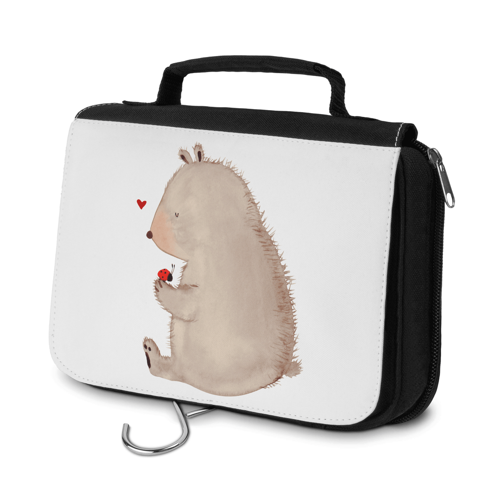 Kulturbeutel Bär mit Marienkäfer Kulturbeutel, Zum Aufhängen, Waschtasche, Kosmetiktasche, Damen, Herren, Aufbewahrungstasche, Schminktasche, Kosmetikbeutel, Organizer, Kulturtasche, Schminkutensil, Bär, Teddy, Teddybär, Marienkäfer, Liebe, Freiheit, Motivation, Das Leben ist schön
