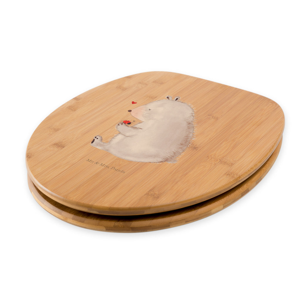 Motiv WC Sitz Bär mit Marienkäfer Klobrille, Klodeckel, Toilettendeckel, WC-Sitz, Toilette, Bär, Teddy, Teddybär, Marienkäfer, Liebe, Freiheit, Motivation, Das Leben ist schön