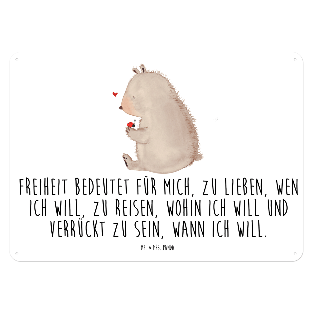 Blechschild Bär mit Marienkäfer Bär, Marienkäfer, Liebe, Freiheit, Motivation, Das Leben ist schön Blechschild, Metallschild, Geschenk Schild, Schild, Magnet-Metall-Schild, Deko Schild, Wandschild, Wand-Dekoration, Türschild, Wandschild, Metallschild  Bär, Teddy, Teddybär