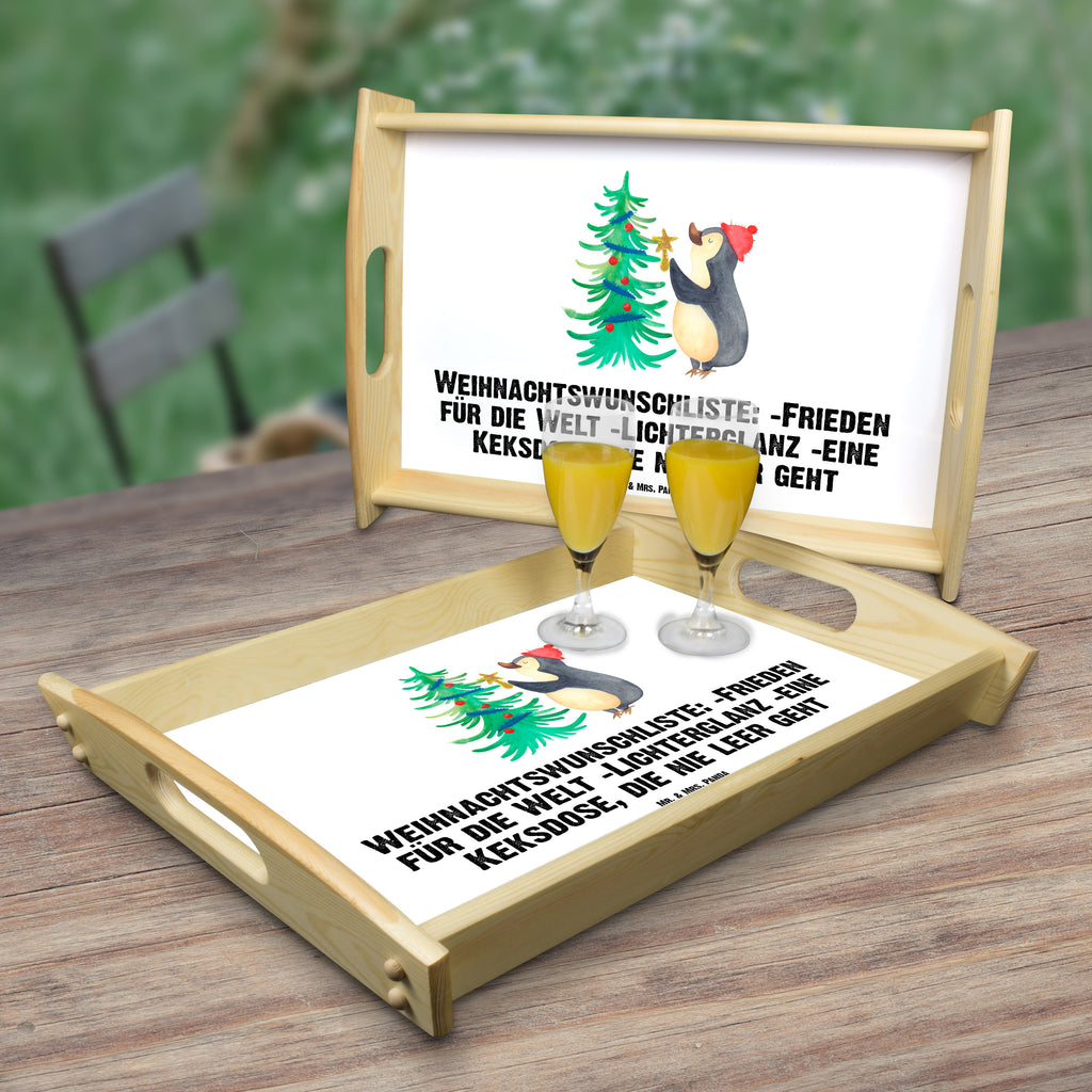 Serviertablett Pinguin Weihnachtsbaum Tablett, Holztablett, Küchentablett, Dekotablett, Frühstückstablett, Winter, Weihnachten, Weihnachtsdeko, Nikolaus, Advent, Heiligabend, Wintermotiv, Pinguin