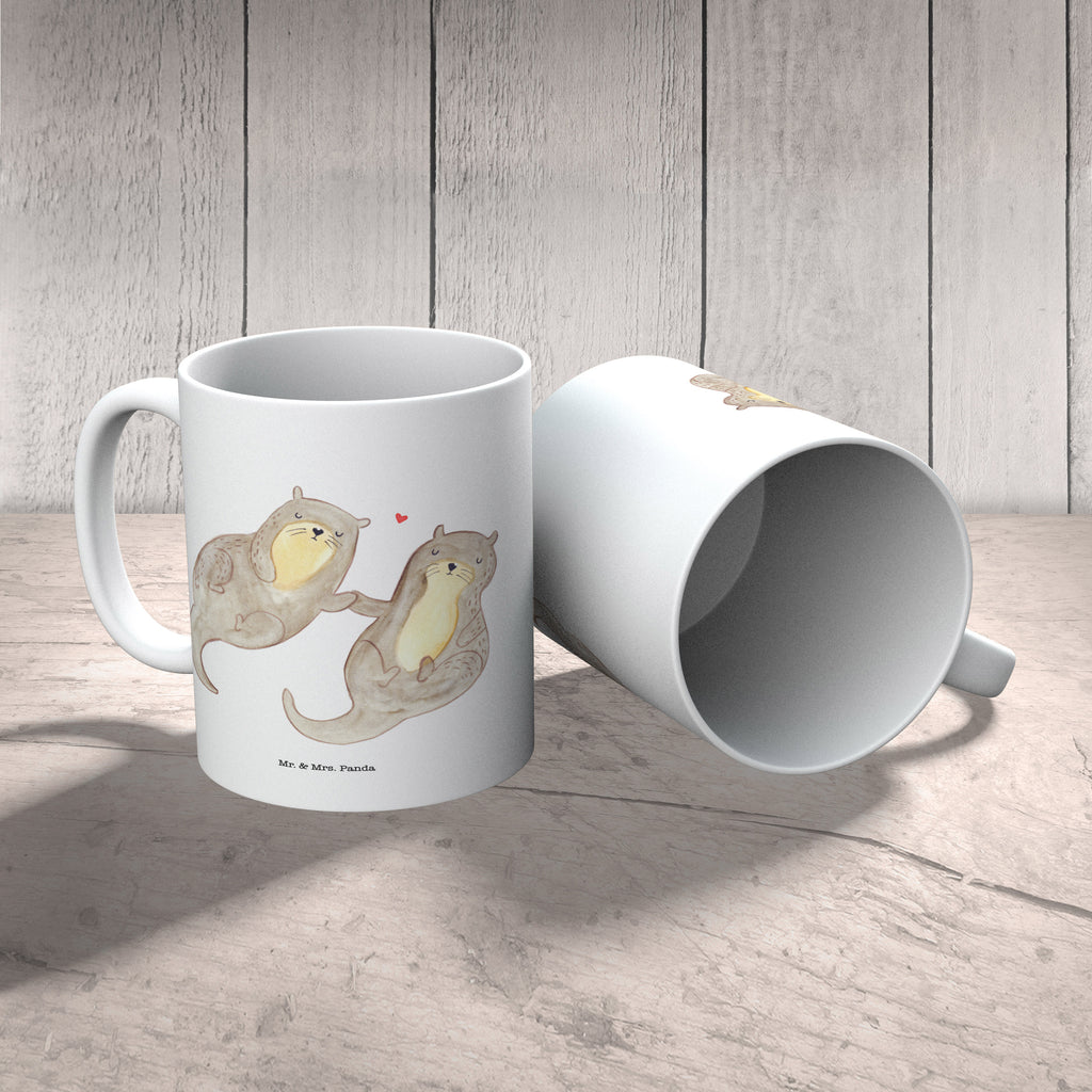Tasse Otter händchenhaltend Otter Seeotter See Otter Becher, Kaffeetasse, Kaffeebecher, Tee, Frühstück, Büro  Otter,  Fischotter,  Seeotter