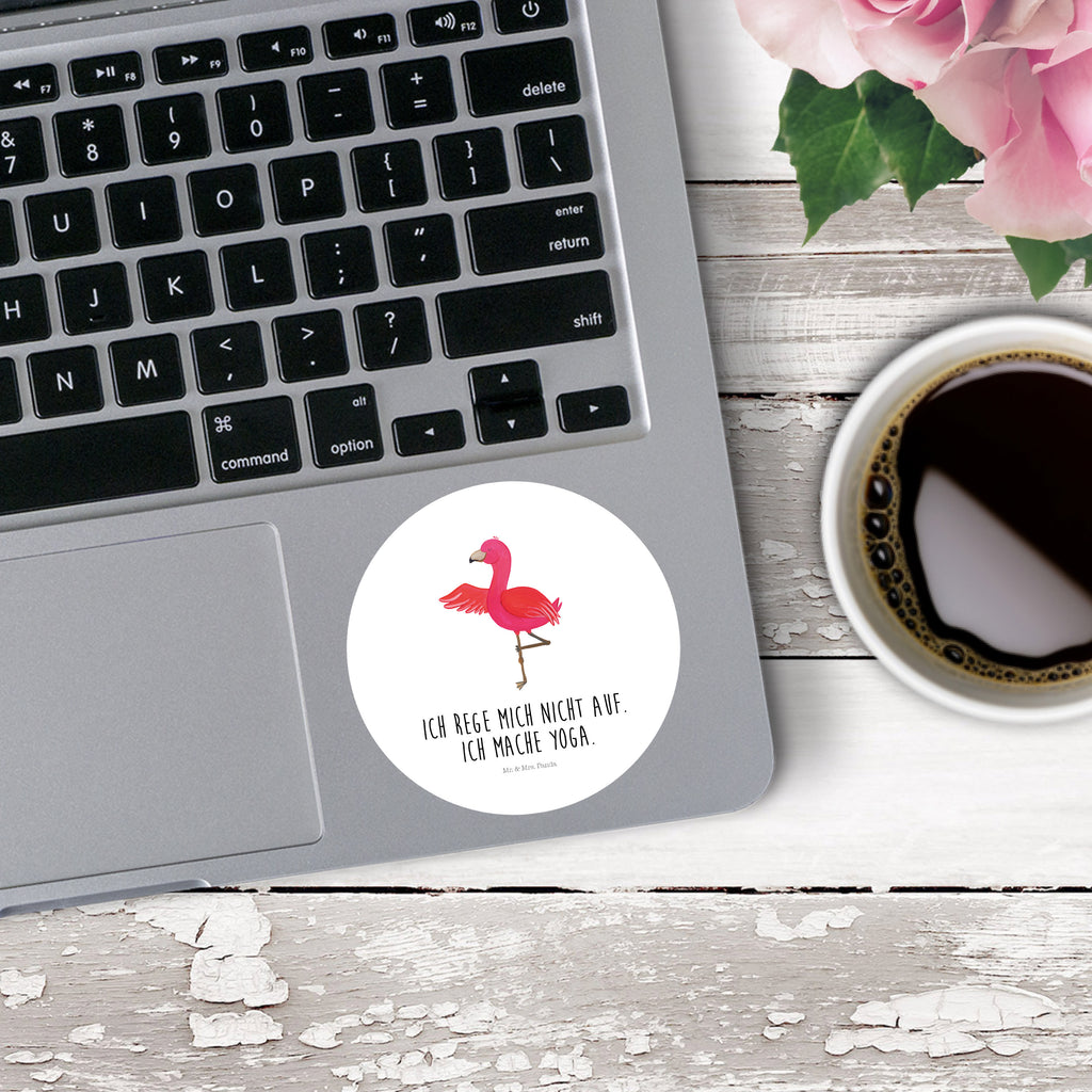 80mm Rund Aufkleber Flamingo Yoga Sticker, Aufkleber, Etikett, Flamingo, Vogel, Yoga, Namaste, Achtsamkeit, Yoga-Übung, Entspannung, Ärger, Aufregen, Tiefenentspannung