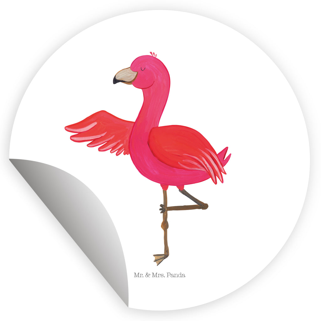 80mm Rund Aufkleber Flamingo Yoga Sticker, Aufkleber, Etikett, Flamingo, Vogel, Yoga, Namaste, Achtsamkeit, Yoga-Übung, Entspannung, Ärger, Aufregen, Tiefenentspannung