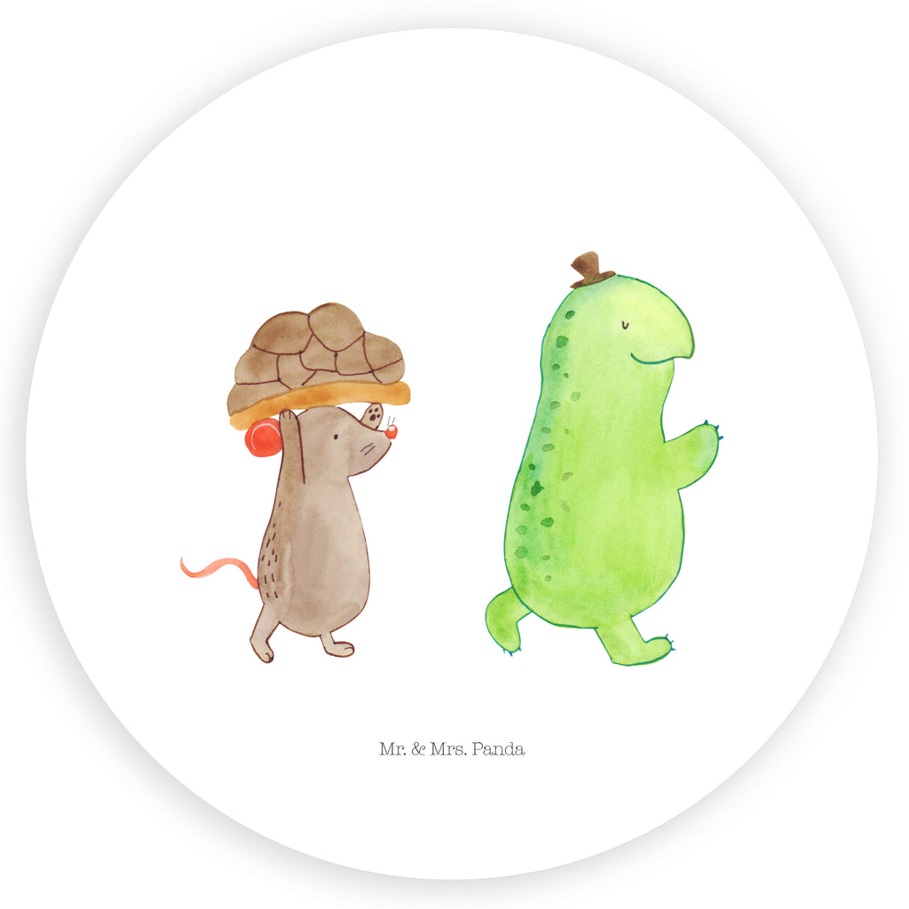 80mm Rund Aufkleber Schildkröte & Maus