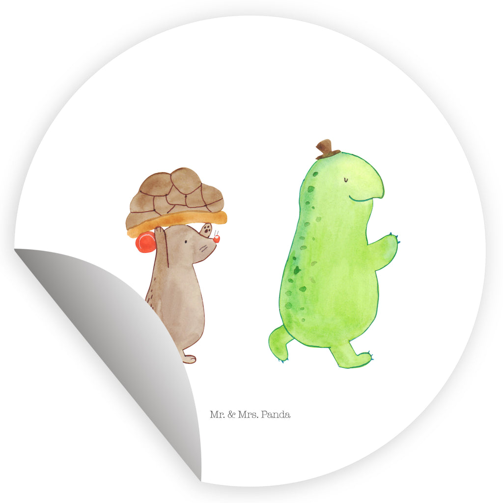 80mm Rund Aufkleber Schildkröte & Maus