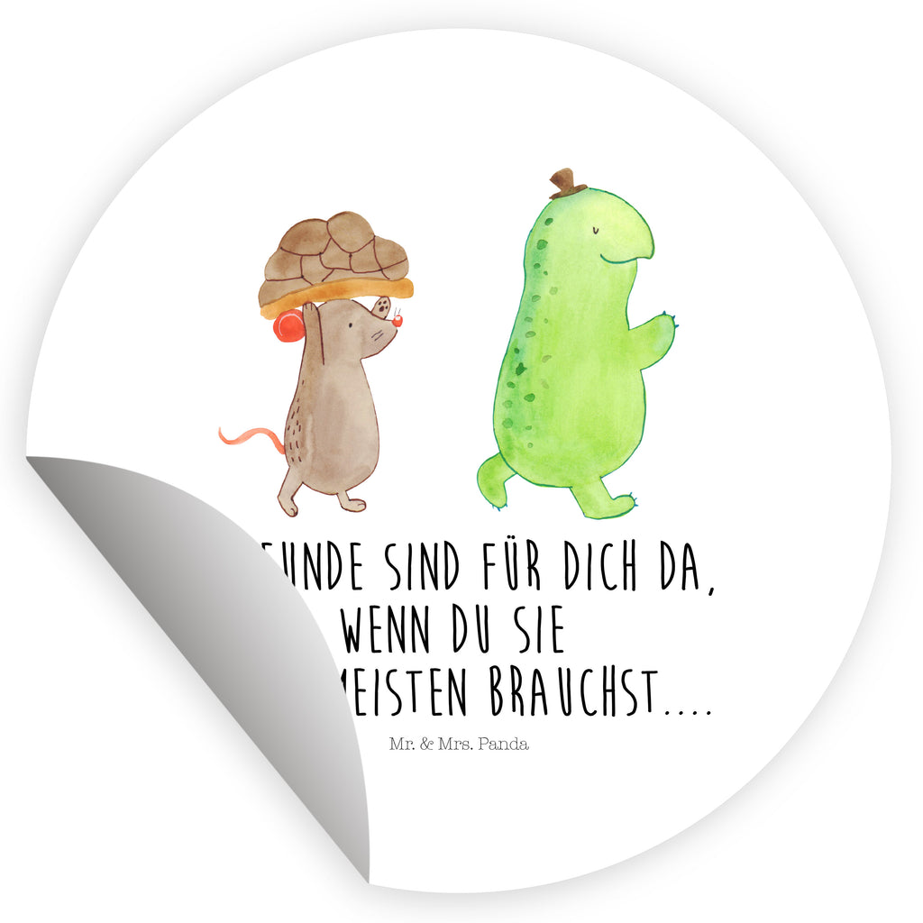 80mm Rund Aufkleber Schildkröte & Maus