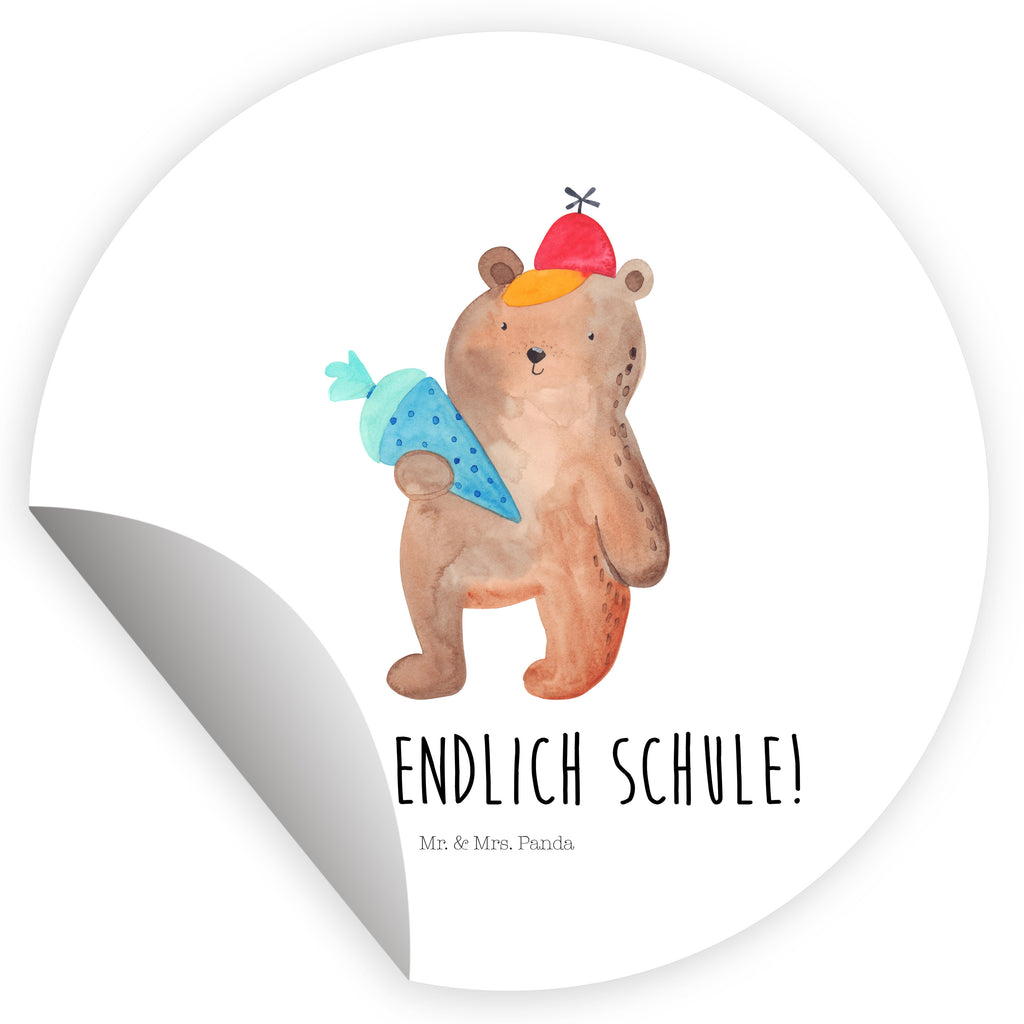 120mm Rund Aufkleber Bär mit Schultüte Sticker, Aufkleber, Etikett, Bär, Teddy, Teddybär, Bär Motiv, Schultüte, Erster Schultag Geschenk, Einschulung Geschenk, Schule Geschenk, Grundschule, Schulanfang, Schulbeginn