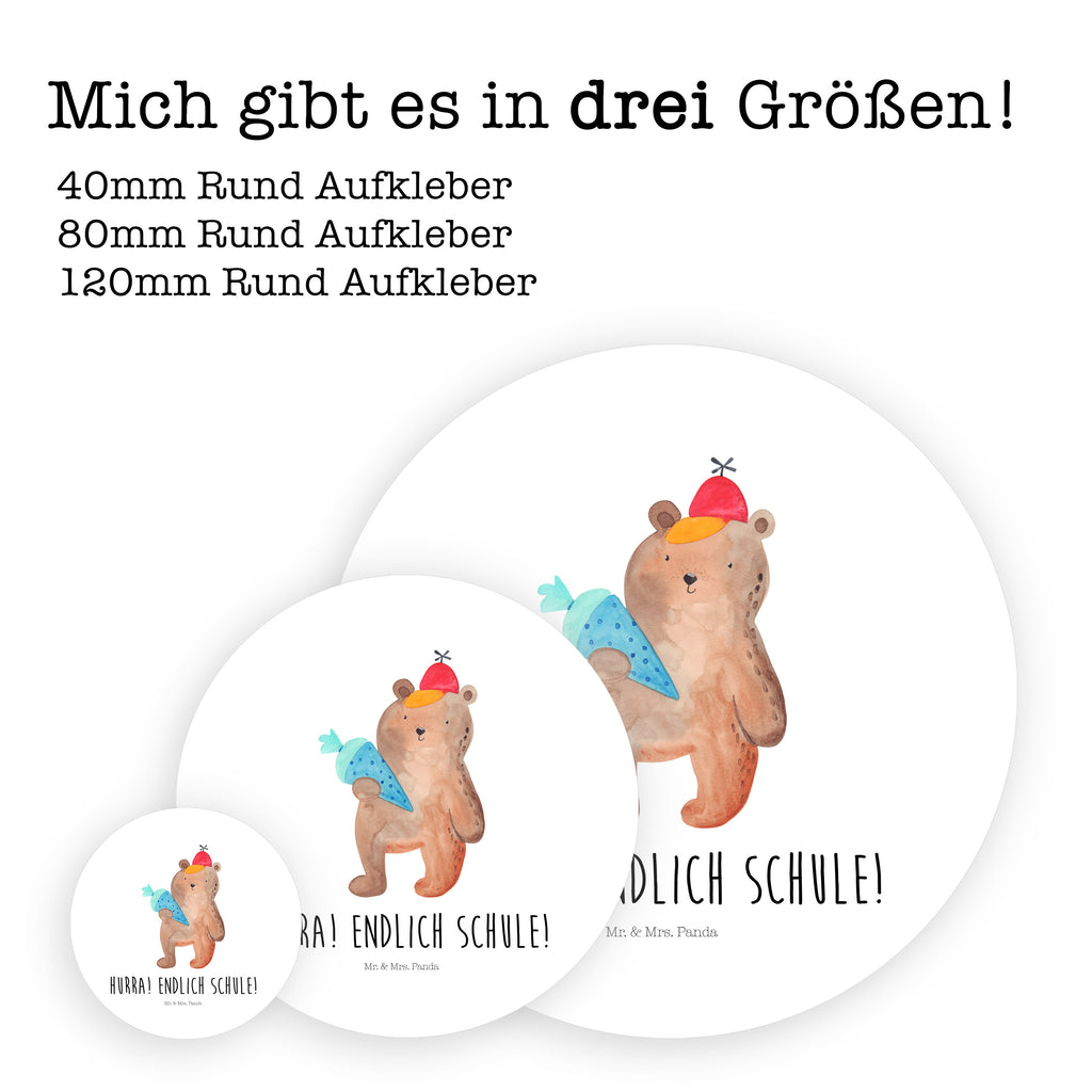 120mm Rund Aufkleber Bär mit Schultüte Sticker, Aufkleber, Etikett, Bär, Teddy, Teddybär, Bär Motiv, Schultüte, Erster Schultag Geschenk, Einschulung Geschenk, Schule Geschenk, Grundschule, Schulanfang, Schulbeginn
