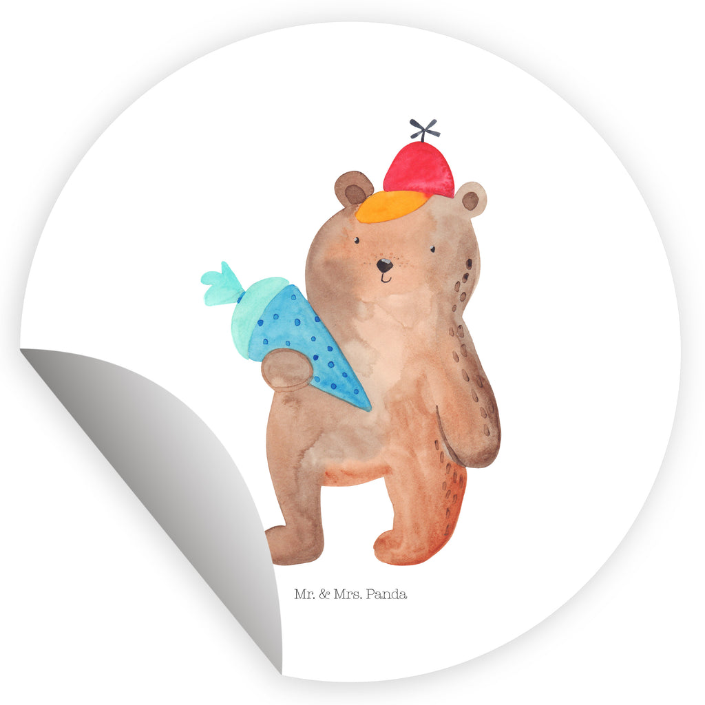 120mm Rund Aufkleber Bär mit Schultüte Sticker, Aufkleber, Etikett, Bär, Teddy, Teddybär, Bär Motiv, Schultüte, Erster Schultag Geschenk, Einschulung Geschenk, Schule Geschenk, Grundschule, Schulanfang, Schulbeginn