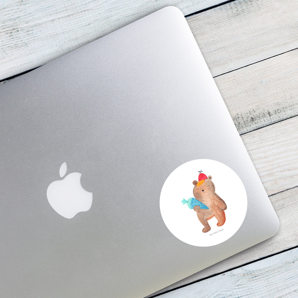 120mm Rund Aufkleber Bär mit Schultüte Sticker, Aufkleber, Etikett, Bär, Teddy, Teddybär, Bär Motiv, Schultüte, Erster Schultag Geschenk, Einschulung Geschenk, Schule Geschenk, Grundschule, Schulanfang, Schulbeginn