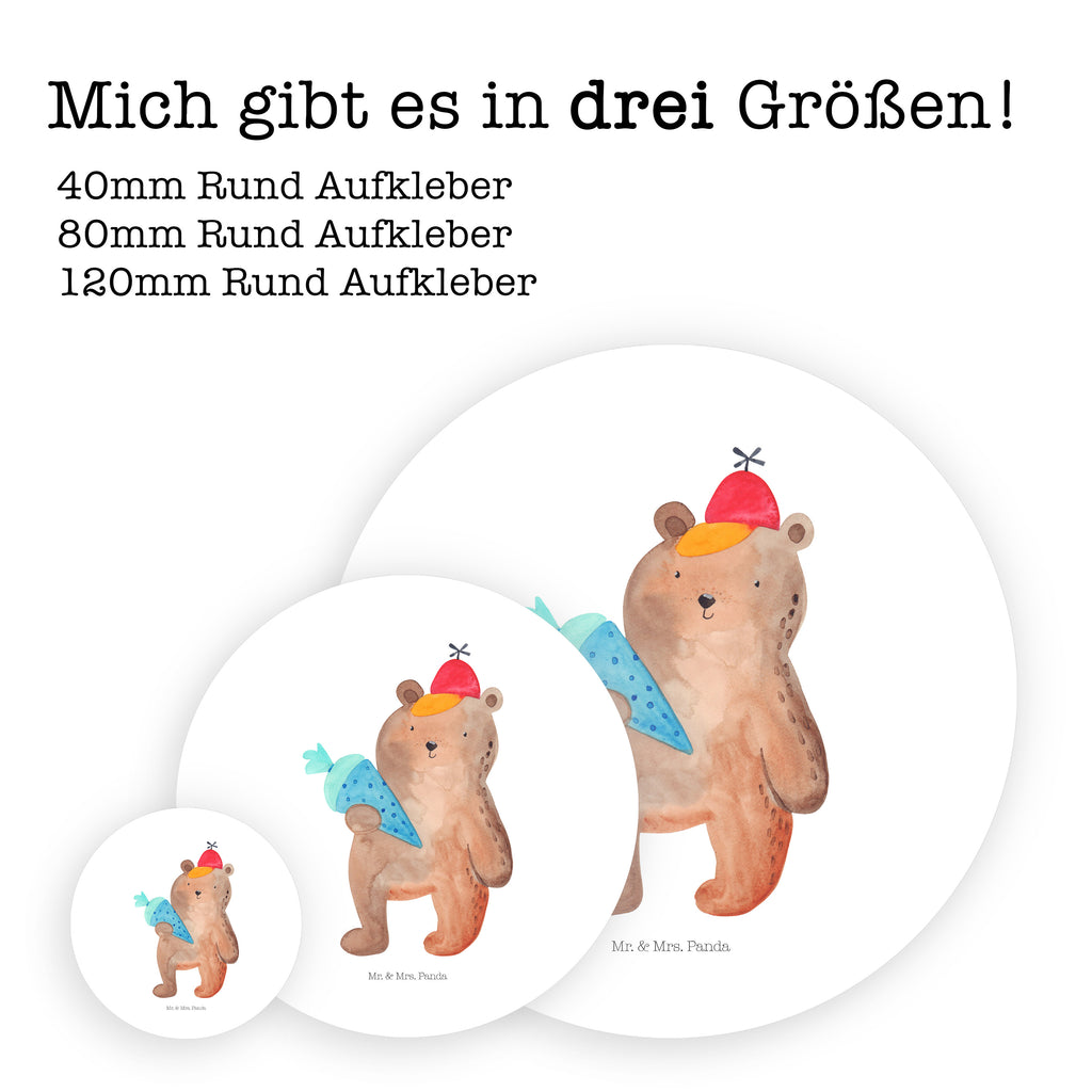 120mm Rund Aufkleber Bär mit Schultüte Sticker, Aufkleber, Etikett, Bär, Teddy, Teddybär, Bär Motiv, Schultüte, Erster Schultag Geschenk, Einschulung Geschenk, Schule Geschenk, Grundschule, Schulanfang, Schulbeginn