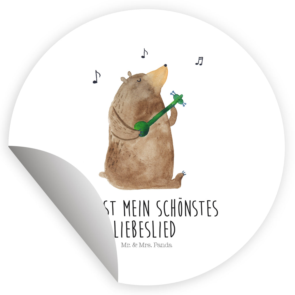 80mm Rund Aufkleber Bär Lied Sticker, Aufkleber, Etikett, Bär, Teddy, Teddybär, Bärchen, Bear, Liebeslied, Lied, Song, Valentinstag, Valentine, Geschenk, Partner, Liebe, Freundin, Frau, Herz, Spruch