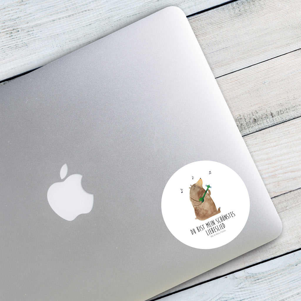 80mm Rund Aufkleber Bär Lied Sticker, Aufkleber, Etikett, Bär, Teddy, Teddybär, Bärchen, Bear, Liebeslied, Lied, Song, Valentinstag, Valentine, Geschenk, Partner, Liebe, Freundin, Frau, Herz, Spruch