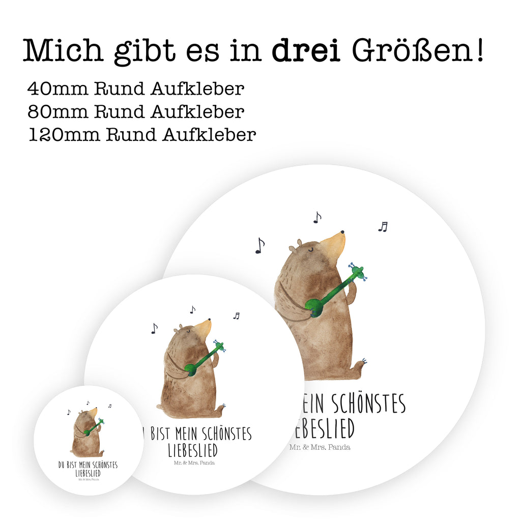 80mm Rund Aufkleber Bär Lied Sticker, Aufkleber, Etikett, Bär, Teddy, Teddybär, Bärchen, Bear, Liebeslied, Lied, Song, Valentinstag, Valentine, Geschenk, Partner, Liebe, Freundin, Frau, Herz, Spruch