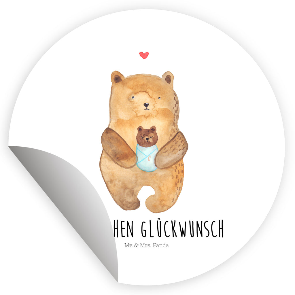 80mm Rund Aufkleber Bär mit Baby