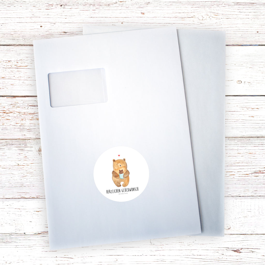 80mm Rund Aufkleber Bär mit Baby