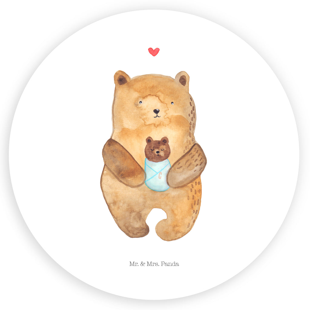 80mm Rund Aufkleber Bär mit Baby