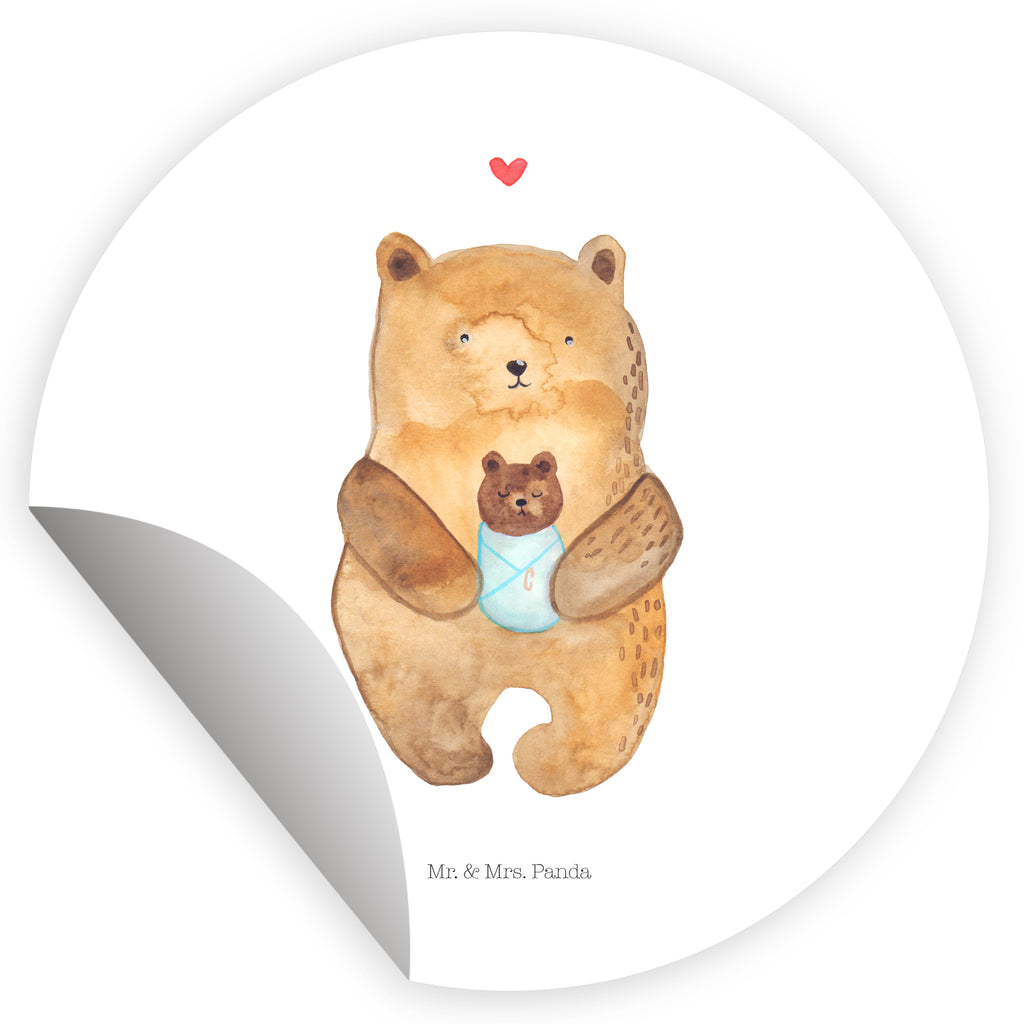 80mm Rund Aufkleber Bär mit Baby