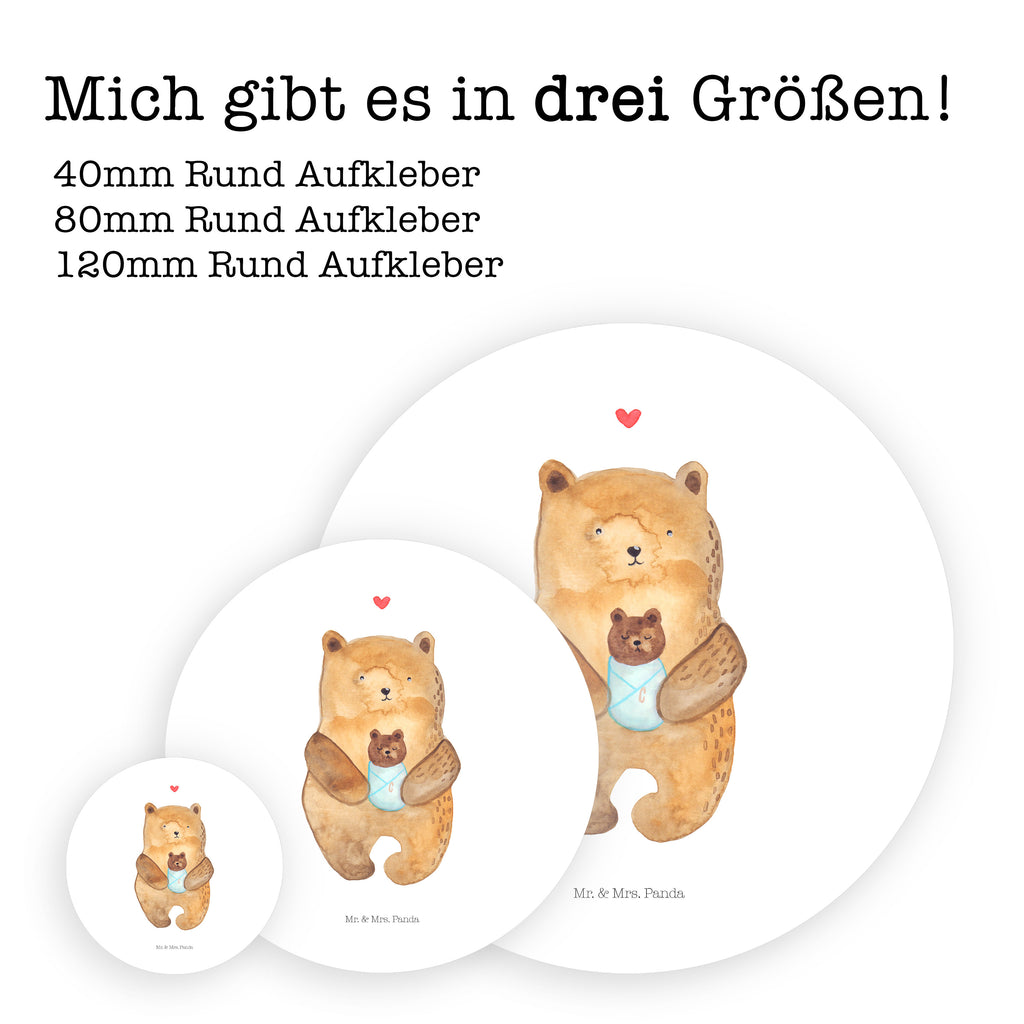 80mm Rund Aufkleber Bär mit Baby