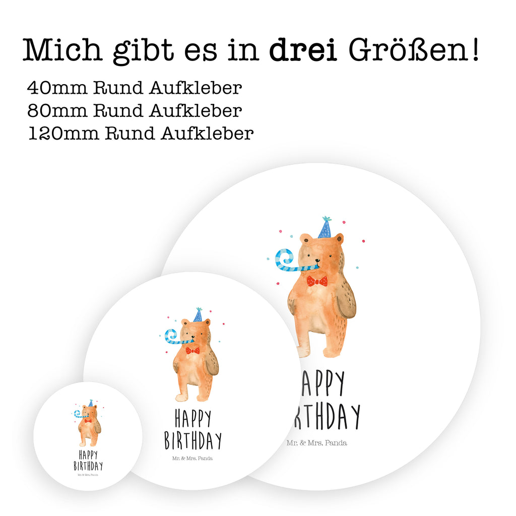 80mm Rund Aufkleber Birthday Bär