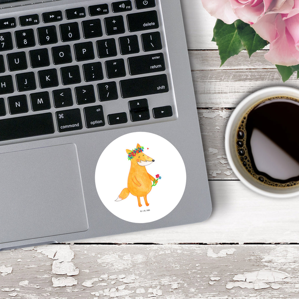80mm Rund Aufkleber Fuchs Blumenliebe Sticker, Aufkleber, Etikett, Fuchs, Füchse, Fox, Liebe, Freundin, Fuchsmädchen, Blumenmädchen, Freundinnen, Liebesbeweis, Blume, Blumen, Motivation, Freude, ich, mich, Selbstliebe