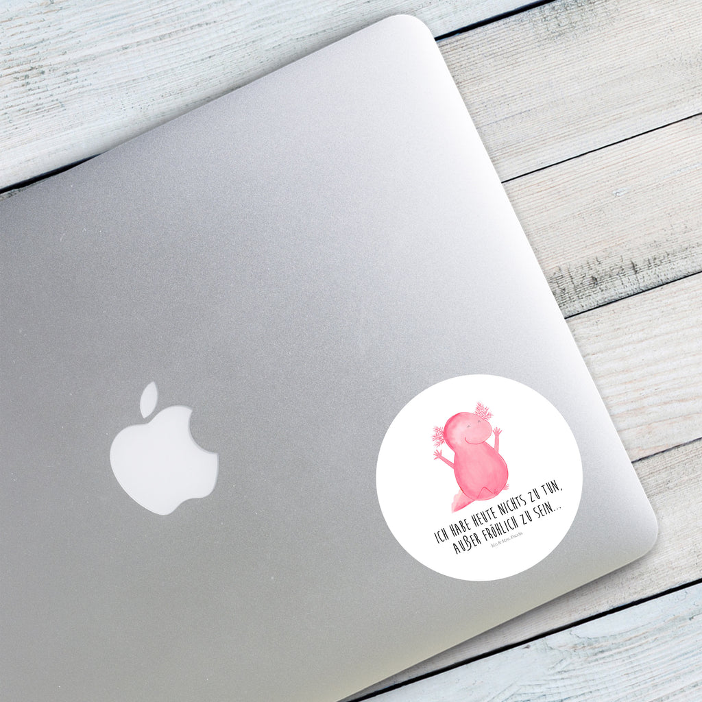 80mm Rund Aufkleber Axolotl Hurra Sticker, Aufkleber, Etikett, Axolotl, Molch, Axolot, Schwanzlurch, Lurch, Lurche, fröhlich, Spaß, Freude, Motivation, Zufriedenheit