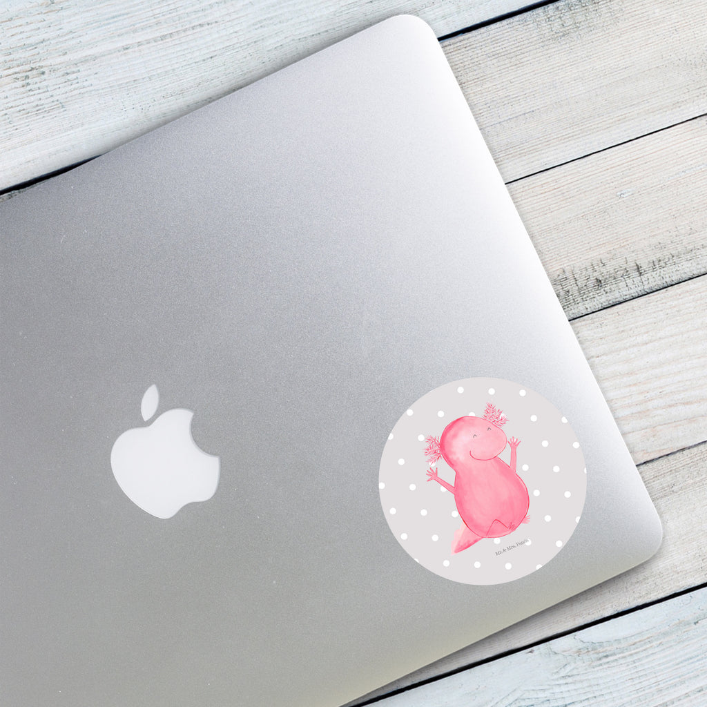 80mm Rund Aufkleber Axolotl Hurra Sticker, Aufkleber, Etikett, Axolotl, Molch, Axolot, Schwanzlurch, Lurch, Lurche, fröhlich, Spaß, Freude, Motivation, Zufriedenheit