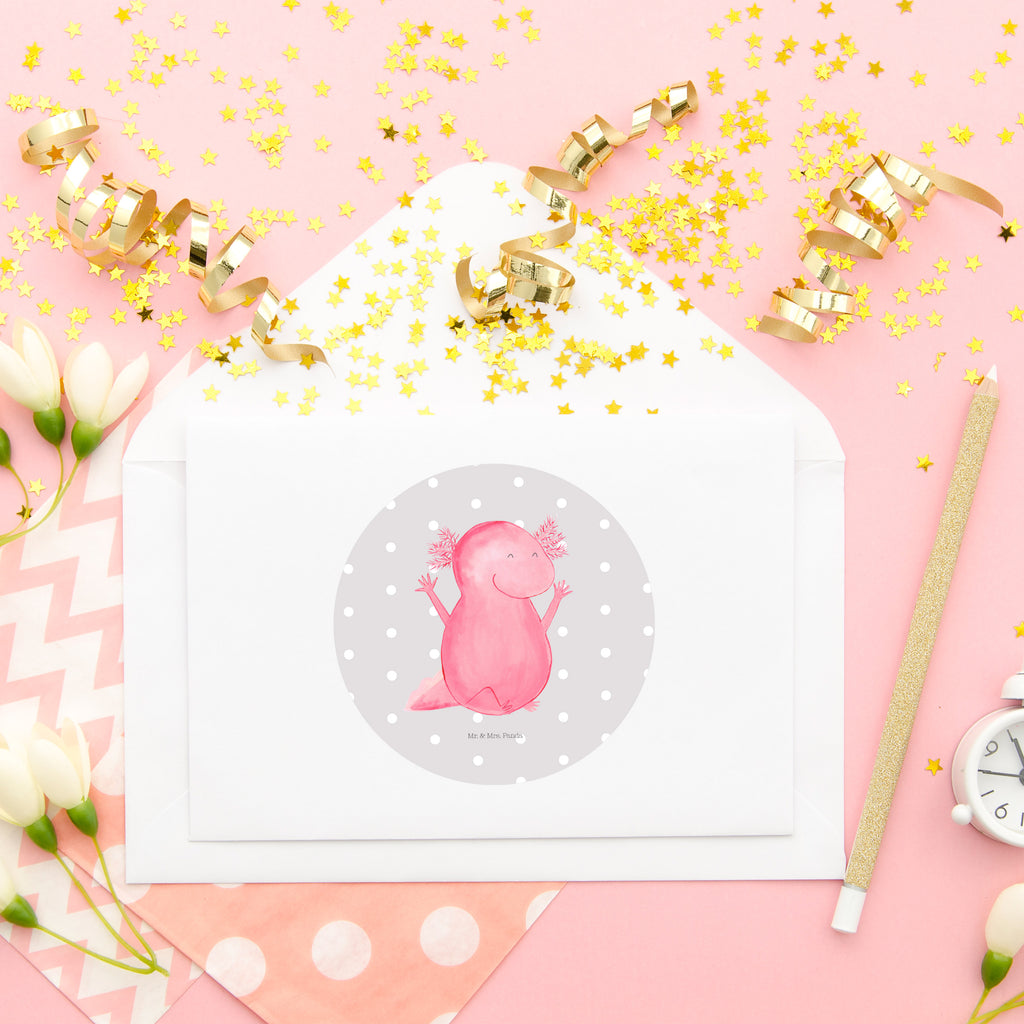 80mm Rund Aufkleber Axolotl Hurra Sticker, Aufkleber, Etikett, Axolotl, Molch, Axolot, Schwanzlurch, Lurch, Lurche, fröhlich, Spaß, Freude, Motivation, Zufriedenheit