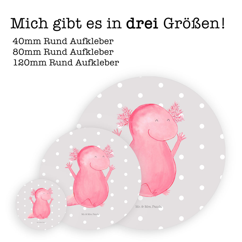 80mm Rund Aufkleber Axolotl Hurra Sticker, Aufkleber, Etikett, Axolotl, Molch, Axolot, Schwanzlurch, Lurch, Lurche, fröhlich, Spaß, Freude, Motivation, Zufriedenheit