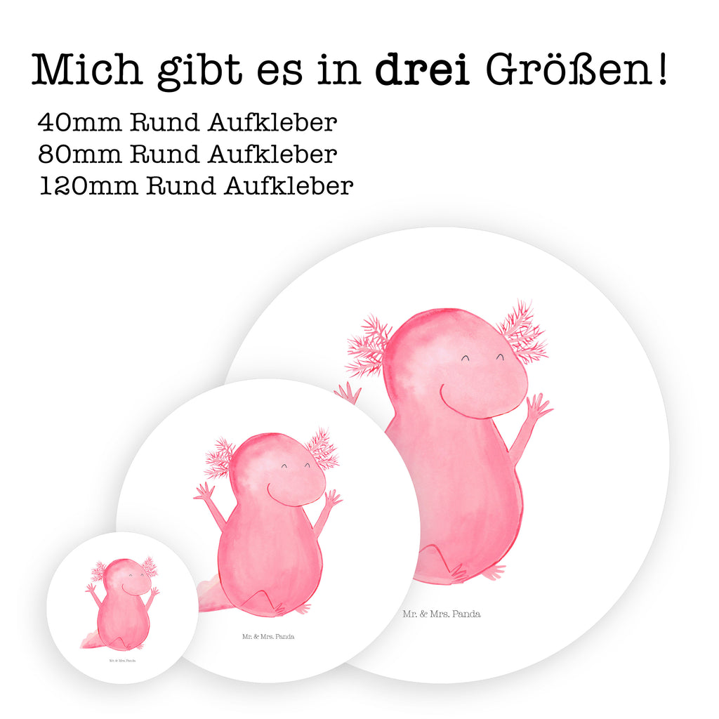 80mm Rund Aufkleber Axolotl Hurra Sticker, Aufkleber, Etikett, Axolotl, Molch, Axolot, Schwanzlurch, Lurch, Lurche, fröhlich, Spaß, Freude, Motivation, Zufriedenheit