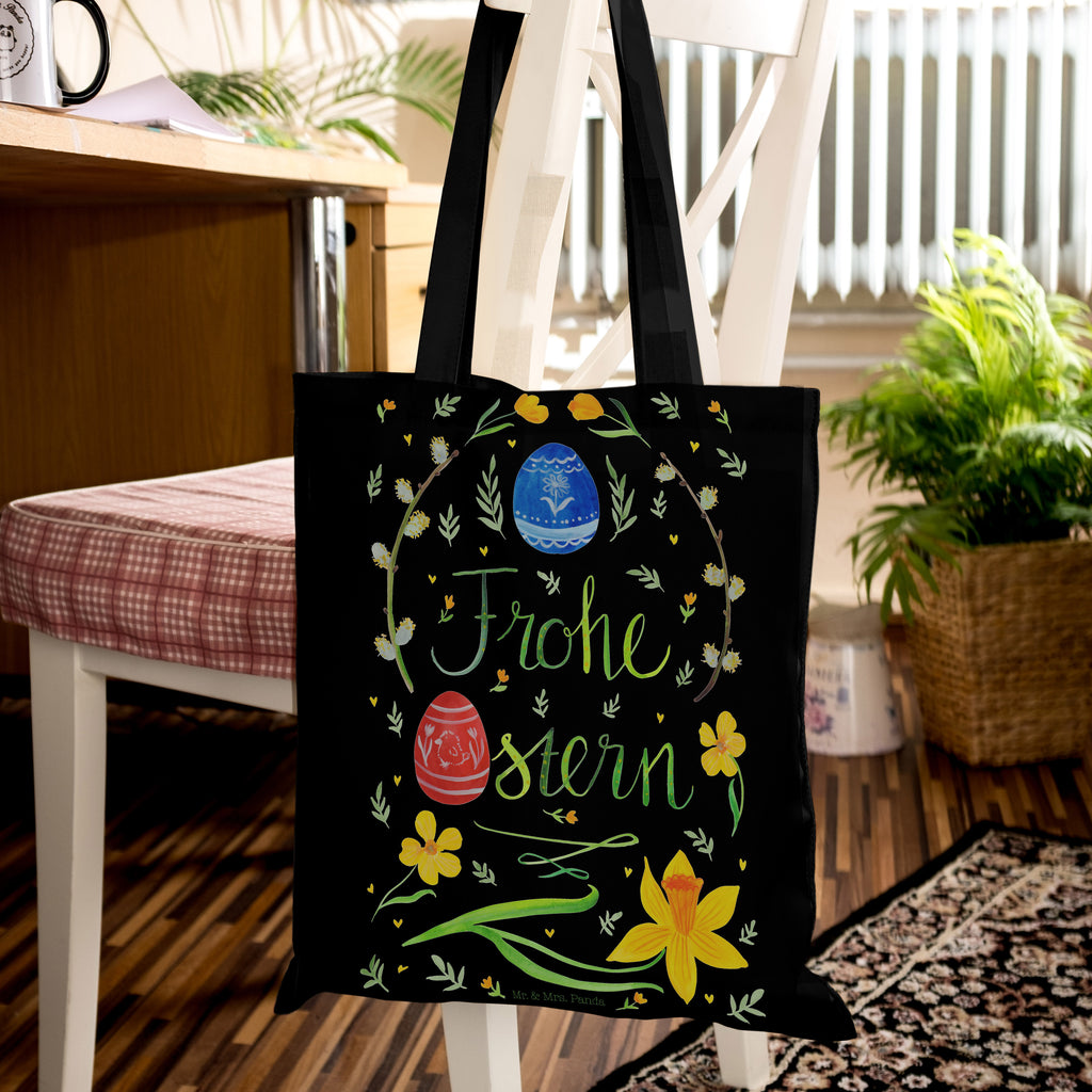 Tragetasche Frohe Ostern Beuteltasche, Beutel, Einkaufstasche, Jutebeutel, Stoffbeutel, Ostern, Osterhase, Ostergeschenke, Osternest, Osterdeko, Geschenk zu Ostern, Frohe Ostern, Ostergrüße, Osterblume, Osterei, bemalte Ostereier, Weidenkätzchen. Lettering